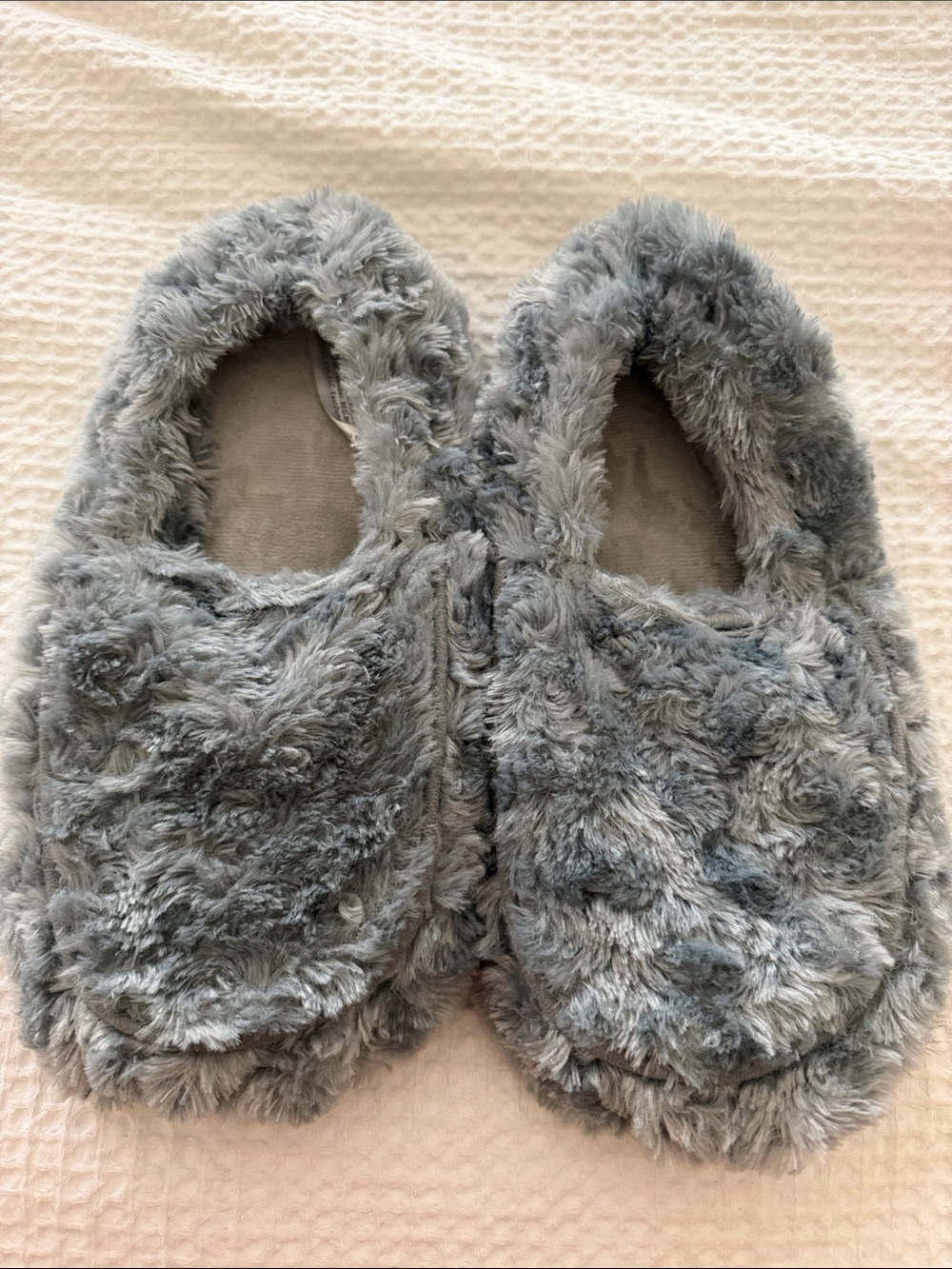 Warmies brand Plush Fuzzy Slippers- Gray